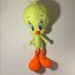 Loony Tunes Show Large Tweety Bird Vibrant Plush Bird Toy Lime Green and Orange
